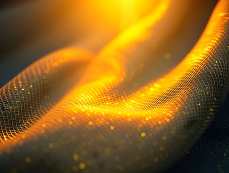 Golden Mesh Texture Abstract Background with Glittering Woven Pattern photo