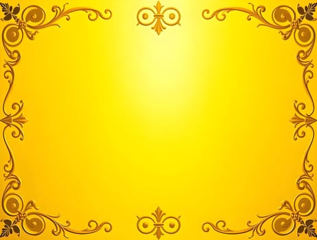 Luxury Gold Frame Elegant Yellow Background for Design Projects Presentations photo