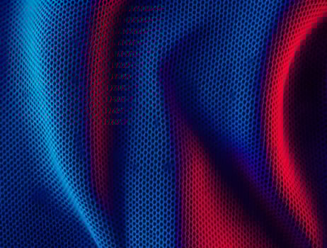 Blue and Red Mesh Fabric Texture Closeup Detailed Pattern Background photo