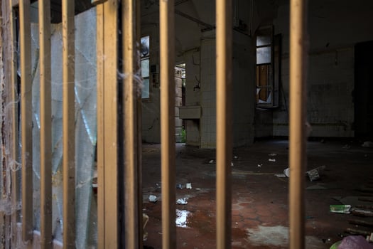 Abandoned house behind a door photo