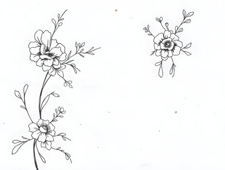 Elegant Line Art Floral Design Botanical Illustration for Print Textile photo