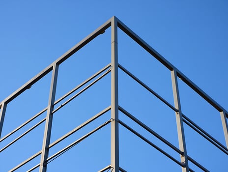 Architectural Metal Structure Against a Clear Blue Sky Representing Construction and Modern Design Innovation and Simplicity photo