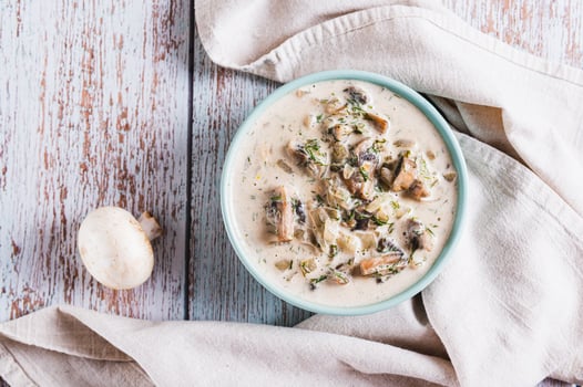 Bowl of creamy mushroom soup photo