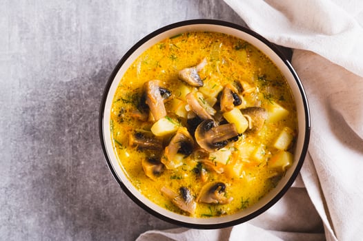Mushroom soup in a bowl photo
