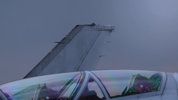 Close up of modern aircraft military fighter jet photo