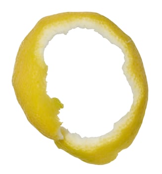 Peeled lemon zest on isolated background photo
