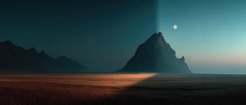 Majestic mountain under moonlight during twilight photo