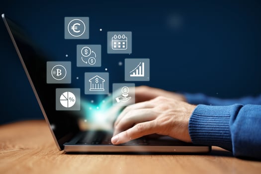 Exploring financial technology trends and online investment strategies in a modern workspace photo