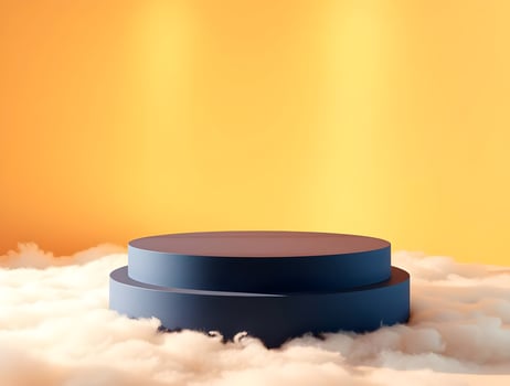 A blue pedestal on top of a cloud photo