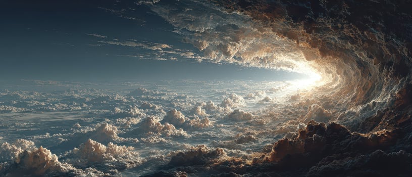 Dramatic clouds with radiant light photo