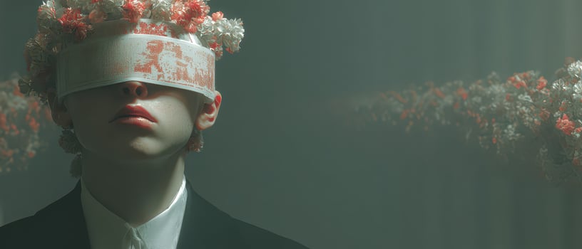Model with floral headpiece in soft light photo
