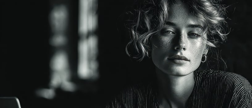 Portrait of a young woman in soft lighting photo
