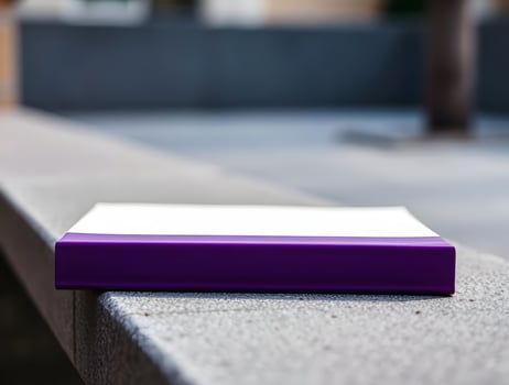A purple and white book photo