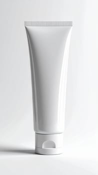 Cosmetic Tube Mockup in White Color Product Packaging on a White Background photo