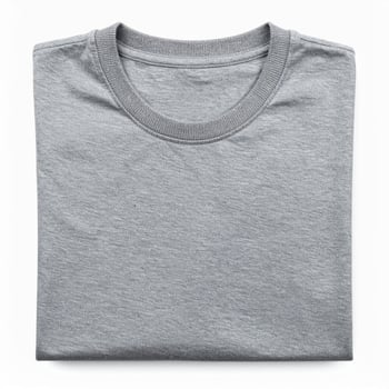 Folded Gray T Shirt Top View on White Background in Studio Lighting photo