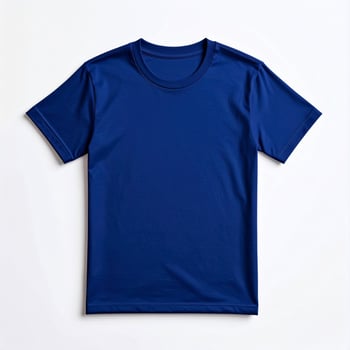 Isolated Dark Blue T Shirt Front View on a White Background photo