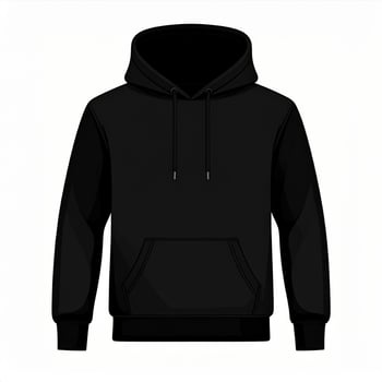 Black Hoodie with Pockets and Long Sleeves Isolated on White Background photo