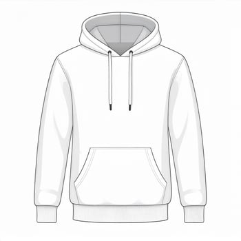 Isolated White Hoodie Sweatshirt with Drawstrings and Pocket on White Background photo