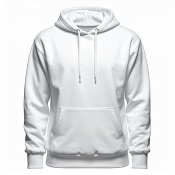 Isolated White Hoodie Garment with Drawstrings and Front Pocket in Studio Lighting photo