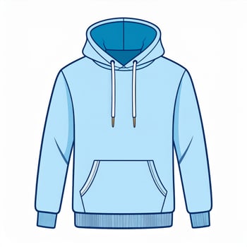 Light Blue Hoodie with Drawstrings and Front Pocket Isolated on White Background photo