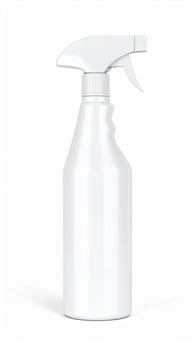 White Plastic Spray Bottle with Trigger Mechanism on a Clean Background photo