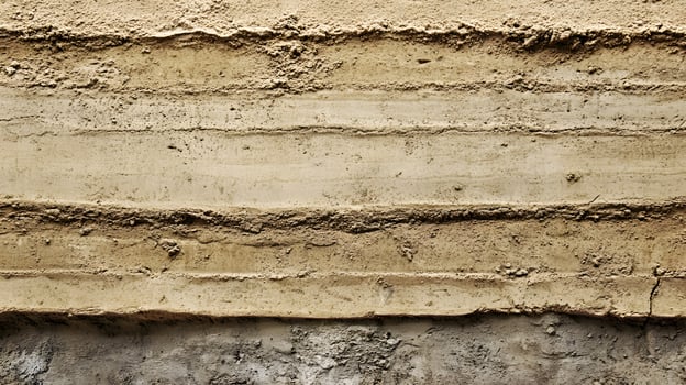 Detailed view of layered earth reveals distinct soil strata and geological formations in natural environment. photo