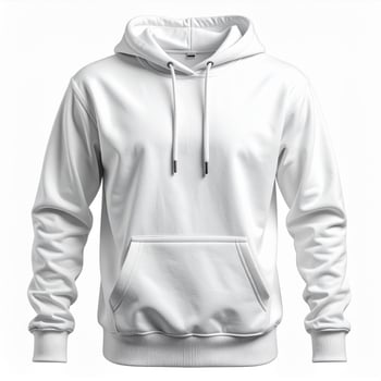 White Cotton Hoodie with Drawstrings and Pocket Isolated on Background photo