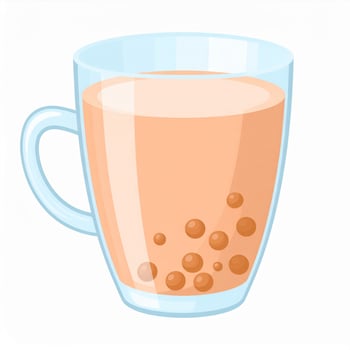 Pixel Art Bubble Tea in Clear Glass with Tapioca Pearls on a White Backdrop photo