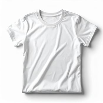 Plain White Cotton Tshirt Displayed on White Background in a Studio Shot photo
