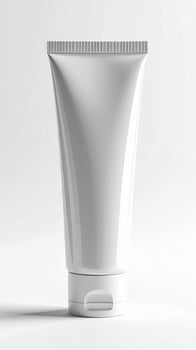 White Cosmetic Tube Mockup Clean Healthcare Product Packaging on White Background photo