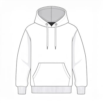 Isolated White Hoodie Illustration With Adjustable Drawstrings And Front Pocket photo