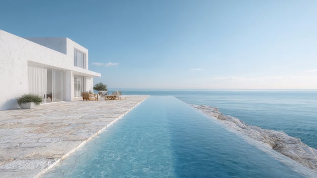Modern Luxury Villa With Infinity Pool Overlooking The Ocean. Tranquil Coastal Retreat With Stunning Sea Views photo
