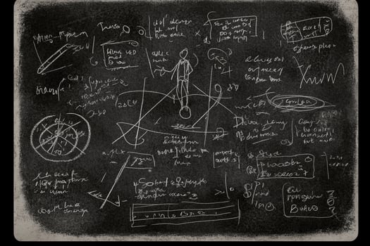 A blackboard with a chalkboard with various writing photo