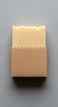 A soap bar in a brown box on a gray background photo