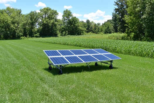 A solar panel on a cart in a field photo