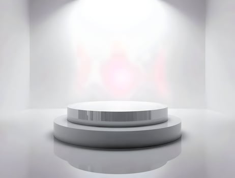 White podium with spotlight on it in a room photo