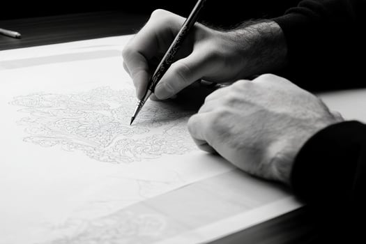 A person is drawing on paper with a pencil photo
