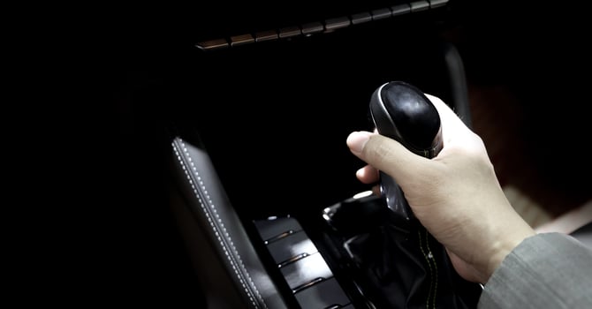 EV Car gear, Close up of modern automatic car gear shifters in luxury vehicle interiors. photo