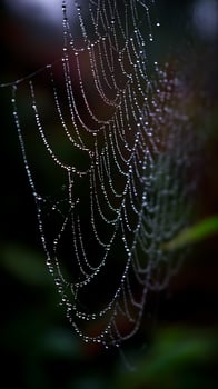 Dewdrops Adorning a Delicate Spiderweb in Morning Light. photo