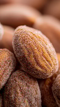 Sweetly Candied Almonds With A Sugary Glaze Close Up. photo