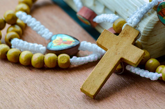 Rustic Rosary With Cross in Horizontal Frame photo