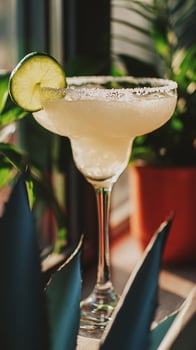 Refreshing Margarita with Lime and Salty Rim in Natural Light. photo