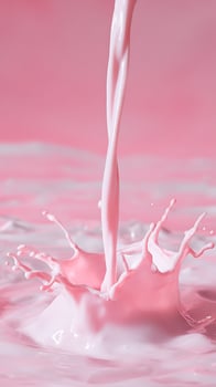 Pink Liquid Splash and Flowing Stream in Soft Focus. photo