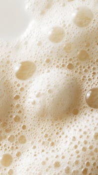 Close up of creamy foam with many small and large bubbles. photo