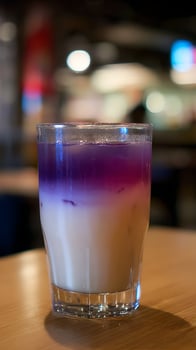 Refreshing Layered Drink in a Tall Glass with Ice. photo