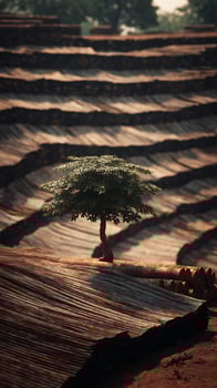 Resilient Tree Stands Tall on Dry Earth, Evoking Hope. photo