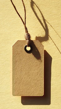 Empty Brown Tag with Twine and Shadow on Textured Background. photo