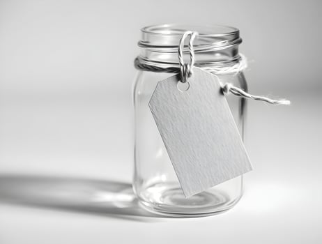A glass jar with a label on it photo