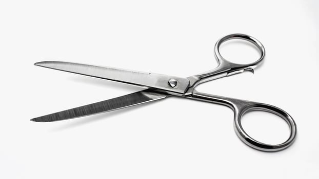 Open Steel Scissors on White Background Surgical Tool photo