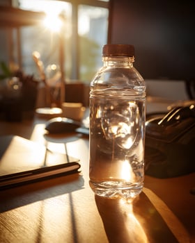 Close-Up of Hydration Bottle. Modern Office and Wellness Concept photo